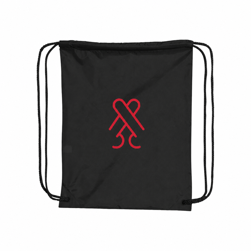 Black CockBlock® Drawstring Bag with red CockBlock logo