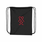 Black CockBlock® Drawstring Bag with red CockBlock logo