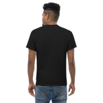 Model wearing the black CockBlock® Logo Tee, back view