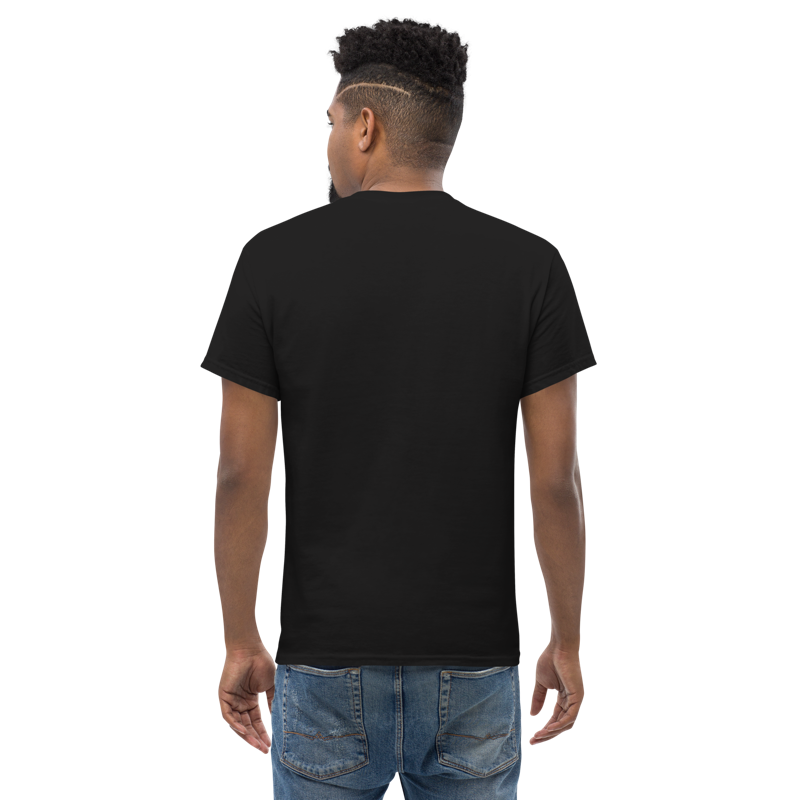 Model wearing the black CockBlock® Logo Tee, back view