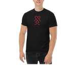 Model wearing the black CockBlock® Logo Tee, front view