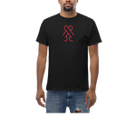 Model wearing the black CockBlock® Logo Tee, front view
