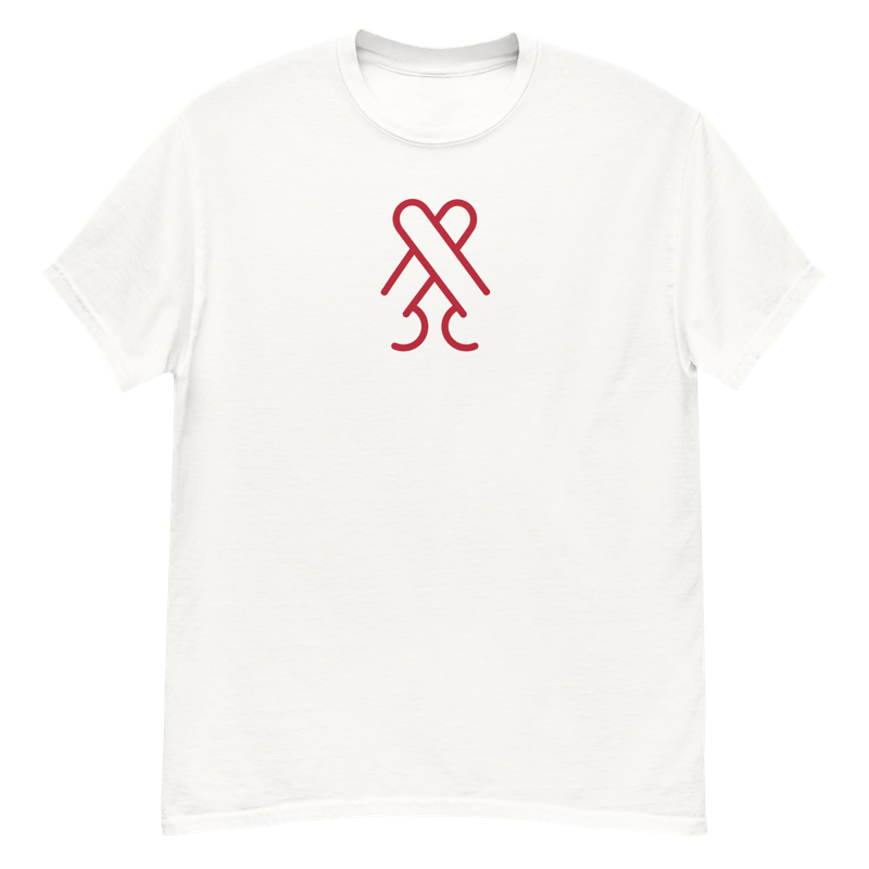 CockBlock® Logo Tee in white with red CockBlock logo, front view