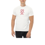 Model wearing the white CockBlock® Logo Tee, front view